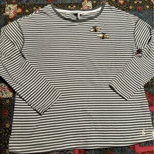 Joules Embroidered sparkly Bees Stripe Fall Shirt Cotton 4 US (plus 1 extra!)